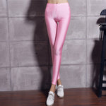 Load image into Gallery viewer, Women Solid Color Pant Leggings Large Shinny Elasticity Casual Trousers For Girl
