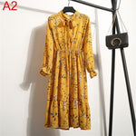 Load image into Gallery viewer, 2020 Autumn Women Dress For Female Long Sleeve Chiffon Shirt Dress A-line Midi Winter Dress White Bow Floral Vestidos Vintage
