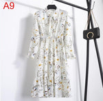 Load image into Gallery viewer, 2020 Autumn Women Dress For Female Long Sleeve Chiffon Shirt Dress A-line Midi Winter Dress White Bow Floral Vestidos Vintage
