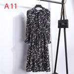Load image into Gallery viewer, 2020 Autumn Women Dress For Female Long Sleeve Chiffon Shirt Dress A-line Midi Winter Dress White Bow Floral Vestidos Vintage
