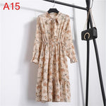 Load image into Gallery viewer, 2020 Autumn Women Dress For Female Long Sleeve Chiffon Shirt Dress A-line Midi Winter Dress White Bow Floral Vestidos Vintage
