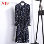 Load image into Gallery viewer, 2020 Autumn Women Dress For Female Long Sleeve Chiffon Shirt Dress A-line Midi Winter Dress White Bow Floral Vestidos Vintage
