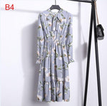 Load image into Gallery viewer, 2020 Autumn Women Dress For Female Long Sleeve Chiffon Shirt Dress A-line Midi Winter Dress White Bow Floral Vestidos Vintage
