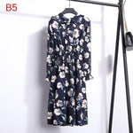 Load image into Gallery viewer, 2020 Autumn Women Dress For Female Long Sleeve Chiffon Shirt Dress A-line Midi Winter Dress White Bow Floral Vestidos Vintage
