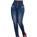 Load image into Gallery viewer, NIBESSER High Waist Women Jeans Buttons Female Pant Slim Elastic Plus Size Stretch Jeans Plus Size Denim Blue Skinny Pencil Pant
