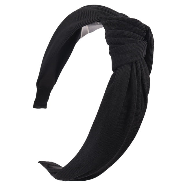 Solid Color Knot Headbands for Women Simple Fabric Girls Hairband Women Hair Accessories Wide Side Hair Band