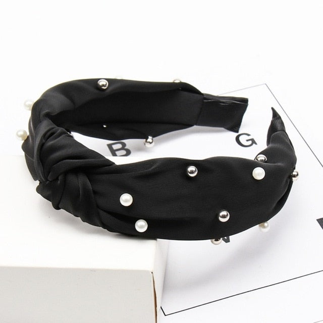 Solid Color Knot Headbands for Women Simple Fabric Girls Hairband Women Hair Accessories Wide Side Hair Band
