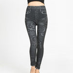 Load image into Gallery viewer, High Waist Imitation Jean Leggings Slim Elastic Seamless Plus Size 3XL Skinny Pencil Pant Female Pocket Workout Running Leggings
