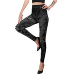 Load image into Gallery viewer, High Waist Imitation Jean Leggings Slim Elastic Seamless Plus Size 3XL Skinny Pencil Pant Female Pocket Workout Running Leggings
