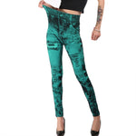 Load image into Gallery viewer, High Waist Imitation Jean Leggings Slim Elastic Seamless Plus Size 3XL Skinny Pencil Pant Female Pocket Workout Running Leggings
