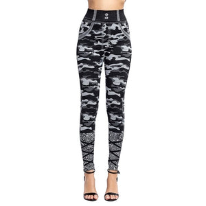 High Waist Imitation Jean Leggings Slim Elastic Seamless Plus Size 3XL Skinny Pencil Pant Female Pocket Workout Running Leggings
