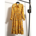 Load image into Gallery viewer, Women Casual Autumn Dress Lady Korean Style Vintage Floral Printed Chiffon Shirt Dress Long Sleeve Bow Midi Summer Dress Vestido
