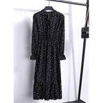 Load image into Gallery viewer, Women Casual Autumn Dress Lady Korean Style Vintage Floral Printed Chiffon Shirt Dress Long Sleeve Bow Midi Summer Dress Vestido
