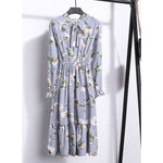 Load image into Gallery viewer, Women Casual Autumn Dress Lady Korean Style Vintage Floral Printed Chiffon Shirt Dress Long Sleeve Bow Midi Summer Dress Vestido
