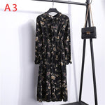 Load image into Gallery viewer, Women Casual Autumn Dress Lady Korean Style Vintage Floral Printed Chiffon Shirt Dress Long Sleeve Bow Midi Summer Dress Vestido
