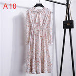 Load image into Gallery viewer, Women Casual Autumn Dress Lady Korean Style Vintage Floral Printed Chiffon Shirt Dress Long Sleeve Bow Midi Summer Dress Vestido

