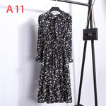 Load image into Gallery viewer, Women Casual Autumn Dress Lady Korean Style Vintage Floral Printed Chiffon Shirt Dress Long Sleeve Bow Midi Summer Dress Vestido
