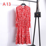 Load image into Gallery viewer, Women Casual Autumn Dress Lady Korean Style Vintage Floral Printed Chiffon Shirt Dress Long Sleeve Bow Midi Summer Dress Vestido
