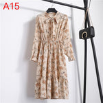 Load image into Gallery viewer, Women Casual Autumn Dress Lady Korean Style Vintage Floral Printed Chiffon Shirt Dress Long Sleeve Bow Midi Summer Dress Vestido
