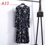 Load image into Gallery viewer, Women Casual Autumn Dress Lady Korean Style Vintage Floral Printed Chiffon Shirt Dress Long Sleeve Bow Midi Summer Dress Vestido
