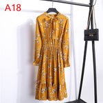 Load image into Gallery viewer, Women Casual Autumn Dress Lady Korean Style Vintage Floral Printed Chiffon Shirt Dress Long Sleeve Bow Midi Summer Dress Vestido
