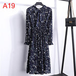 Load image into Gallery viewer, Women Casual Autumn Dress Lady Korean Style Vintage Floral Printed Chiffon Shirt Dress Long Sleeve Bow Midi Summer Dress Vestido
