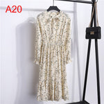 Load image into Gallery viewer, Women Casual Autumn Dress Lady Korean Style Vintage Floral Printed Chiffon Shirt Dress Long Sleeve Bow Midi Summer Dress Vestido
