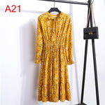 Load image into Gallery viewer, Women Casual Autumn Dress Lady Korean Style Vintage Floral Printed Chiffon Shirt Dress Long Sleeve Bow Midi Summer Dress Vestido
