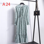 Load image into Gallery viewer, Women Casual Autumn Dress Lady Korean Style Vintage Floral Printed Chiffon Shirt Dress Long Sleeve Bow Midi Summer Dress Vestido
