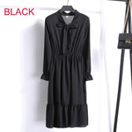 Load image into Gallery viewer, Women Casual Autumn Dress Lady Korean Style Vintage Floral Printed Chiffon Shirt Dress Long Sleeve Bow Midi Summer Dress Vestido
