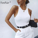 Load image into Gallery viewer, Forefair Ribbed Tank Tops Sexy Crop Vest Solid Harajuku Korean Female Off Shoulder Knitted Khaki White Summer Women Tops
