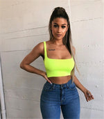 Load image into Gallery viewer, Sexy Women Solid Strappy Tank 2019 Vest Crop Top Summer Beach Party Sleeveless Slash Neck Tanks Woman Girls Bralette Tank Top
