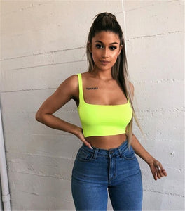 Sexy Women Solid Strappy Tank 2019 Vest Crop Top Summer Beach Party Sleeveless Slash Neck Tanks Woman Girls Bralette Tank Top