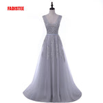 Load image into Gallery viewer, FADISTEE Vestido De Festa Sweet pink Lace V-neck Long Evening Dress Bride Party Sexy Backless beads pearls Prom Dresses lace-up
