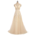 Load image into Gallery viewer, FADISTEE Vestido De Festa Sweet pink Lace V-neck Long Evening Dress Bride Party Sexy Backless beads pearls Prom Dresses lace-up
