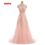 Load image into Gallery viewer, FADISTEE Vestido De Festa Sweet pink Lace V-neck Long Evening Dress Bride Party Sexy Backless beads pearls Prom Dresses lace-up
