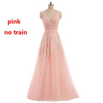 Load image into Gallery viewer, FADISTEE Vestido De Festa Sweet pink Lace V-neck Long Evening Dress Bride Party Sexy Backless beads pearls Prom Dresses lace-up
