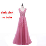 Load image into Gallery viewer, FADISTEE Vestido De Festa Sweet pink Lace V-neck Long Evening Dress Bride Party Sexy Backless beads pearls Prom Dresses lace-up
