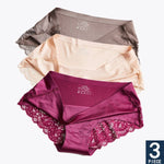 Load image into Gallery viewer, Hot Sale 3pcs/lot Women Lace side Panties Seamless Breathable Hollow Briefs Solid Color Nylon Low Rise Lingerie Sexy Underwear
