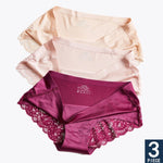 Load image into Gallery viewer, Hot Sale 3pcs/lot Women Lace side Panties Seamless Breathable Hollow Briefs Solid Color Nylon Low Rise Lingerie Sexy Underwear
