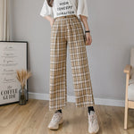 Load image into Gallery viewer, Syiwidii vintage plaid pants elastic waist pants women high waist plus size wide leg Pants Casual female korean trousers women
