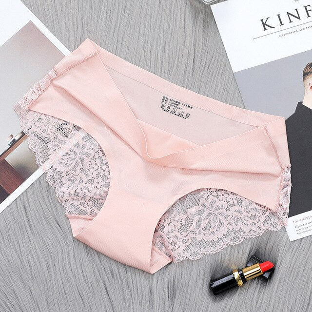 Hot Sale 3pcs/lot Women Lace side Panties Seamless Breathable Hollow Briefs Solid Color Nylon Low Rise Lingerie Sexy Underwear