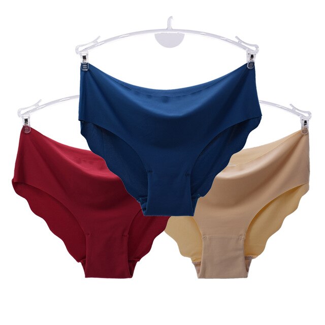 Women Seamless Solid Ultra-thin low-Rise Ruffles Panties Ice Silk Sexy Briefs Lingerie Underwear Hot Sale