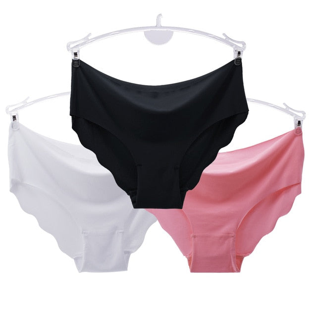 Women Seamless Solid Ultra-thin low-Rise Ruffles Panties Ice Silk Sexy Briefs Lingerie Underwear Hot Sale