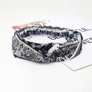 Women Chiffon Silk Headband New Bohemian Cross Elastic Hair Band For Ladies Headband Hair Accessories Sports Wash Headwear