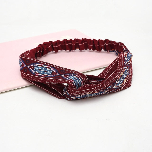 Women Chiffon Silk Headband New Bohemian Cross Elastic Hair Band For Ladies Headband Hair Accessories Sports Wash Headwear