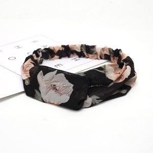 Women Chiffon Silk Headband New Bohemian Cross Elastic Hair Band For Ladies Headband Hair Accessories Sports Wash Headwear