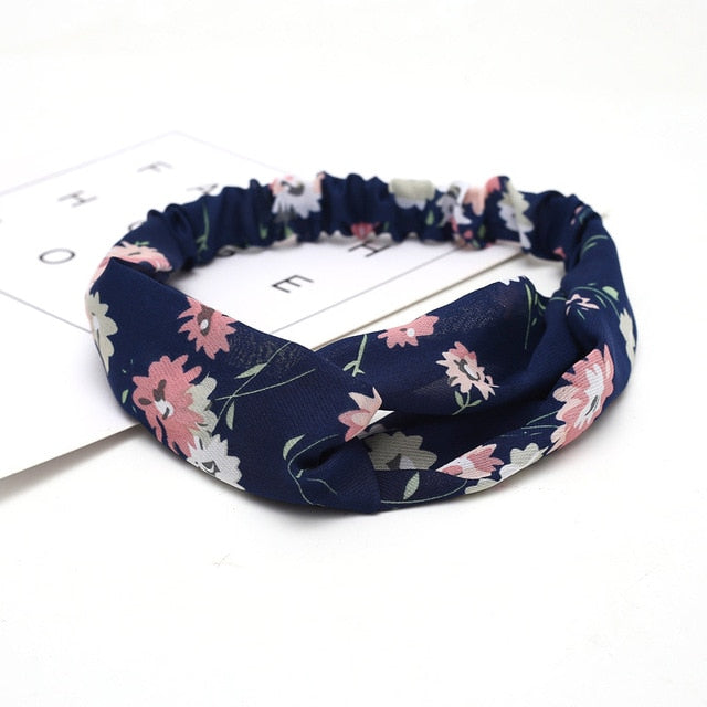 Women Chiffon Silk Headband New Bohemian Cross Elastic Hair Band For Ladies Headband Hair Accessories Sports Wash Headwear