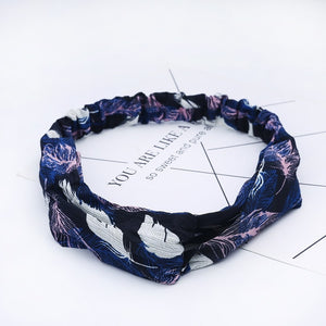 Women Chiffon Silk Headband New Bohemian Cross Elastic Hair Band For Ladies Headband Hair Accessories Sports Wash Headwear