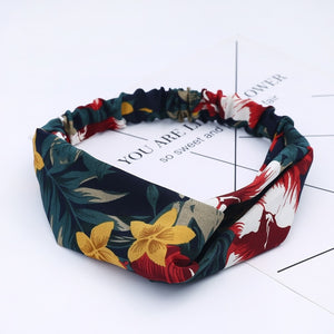 Women Chiffon Silk Headband New Bohemian Cross Elastic Hair Band For Ladies Headband Hair Accessories Sports Wash Headwear